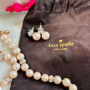 Kate Spade (faux) Pearl and Rhinestone Accent Necklace and Earrings Set
